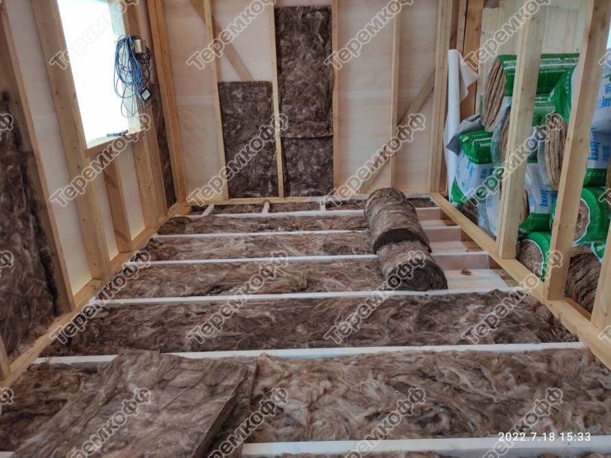 монтаж теплозащиты в конструкции каркасного дома